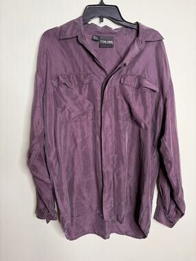 Colore Italia Men's Purple Silk Button Up Shirt Large